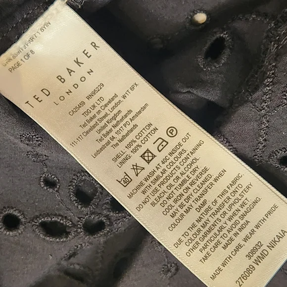 Ted Baker midi dress women's 4 black 100% cotton broderie relaxed fit new $395 - Picture 13 of 14